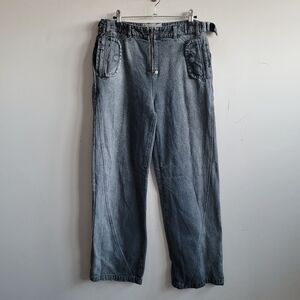 Fine Culture Jeans Washed Black Loose Wide Baggy Street‎ Grunge Skate